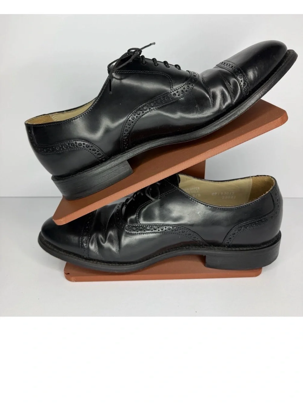 BOSTONIAN Impression Black Men’s SZ 10D Leather Cap Toe Oxford Shoes with box